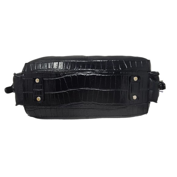 M.C. Marc Chantal Leather Purse Black Handbag Croco Gator Shoulder Strap - Picture 4 of 11